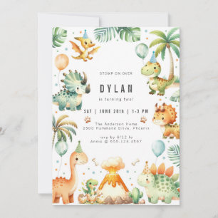 Dinosaur Kids Birthday Party Invitation