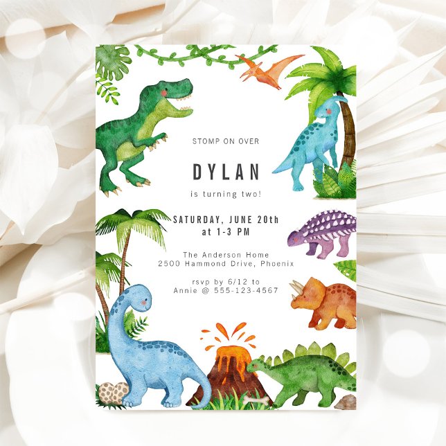 Dinosaur Kids Birthday Party Invitation (Creator Uploaded)