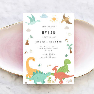 Dinosaur Kids Birthday Party Invitation