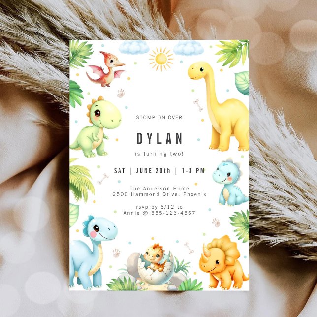 Dinosaur Kids Birthday Party Invitation (Creator Uploaded)