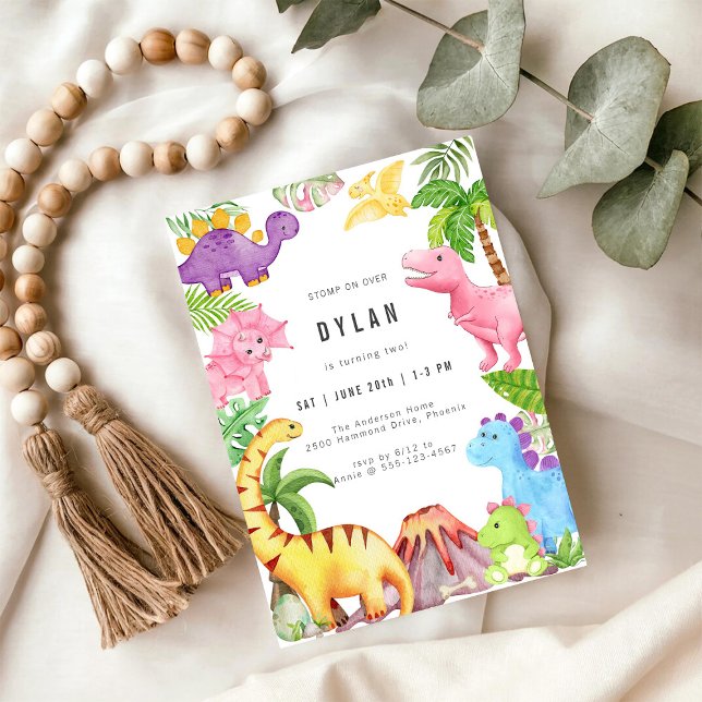 Dinosaur Kids Birthday Party Invitation (Creator Uploaded)