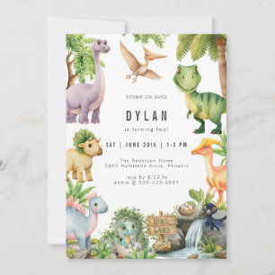 Dinosaur Kids Birthday Party Invitation