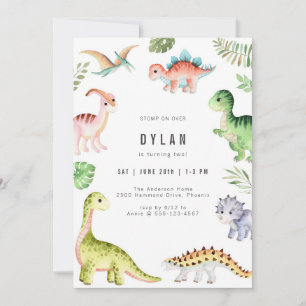 Dinosaur Kids Birthday Party Invitation