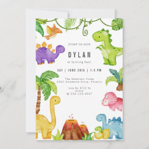 Dinosaur Kids Birthday Party Invitation