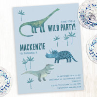 Dinosaur Kids Birthday Party Invitation