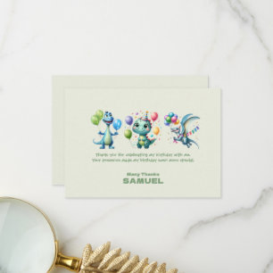 Dinosaur Kids Birthday Party Thank You Card