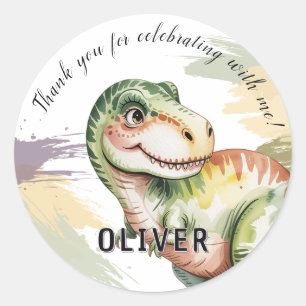 Dinosaur Kids Birthday Party Thank You Classic Round Sticker