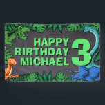 Dinosaur Kids Dino Jurassic Trex Boy Birthday Banner<br><div class="desc">This dinosaur design is great for the birthday boy in your life. Give them a dino-mite bday with this dino themed design featuring a trex,  triceratops,  brontosaurus,  and raptor.</div>