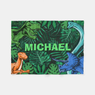 Dinosaur Kids Dino Jurassic Trex Boy Personalised Fleece Blanket