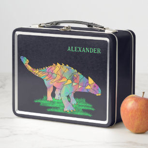 Dinosaur Kids Name Personalised  Metal Lunch Box