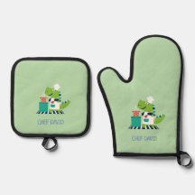 Dinosaur Kids Oven Mitt and Pot Holder Set