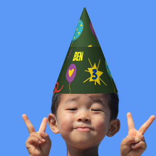 Dinosaur kids party 3rd birthday party hat