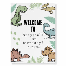 Dinosaur Kids Welcome Birthday Party Sign Decor