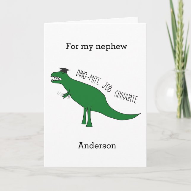 Dinosaur Kindergarten Preschool Graduation Card (Front)