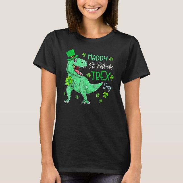 Dinosaur Leprechaun Happy St Pat T-Rex St Patrick' T-Shirt (Front)