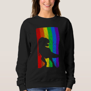 Dinosaur LGBT Rainbow Flag Gay Lesbian Pride Distr Sweatshirt