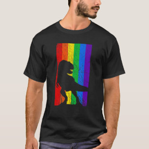 Dinosaur LGBT Rainbow Flag Gay Lesbian Pride Distr T-Shirt
