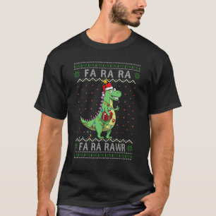 Dinosaur Light Christmas Fa Ra Rawr UGLY Rex Boys  T-Shirt