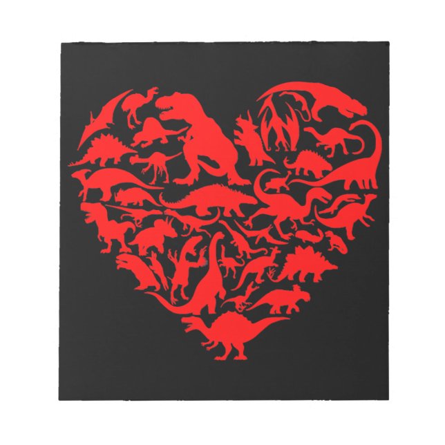Dinosaur Love Heart Cute Valentines Day Boys Kids Notepad (Front)