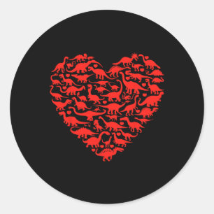 Dinosaur Love Heart T Rex Cute Valentines Day Boys Classic Round Sticker