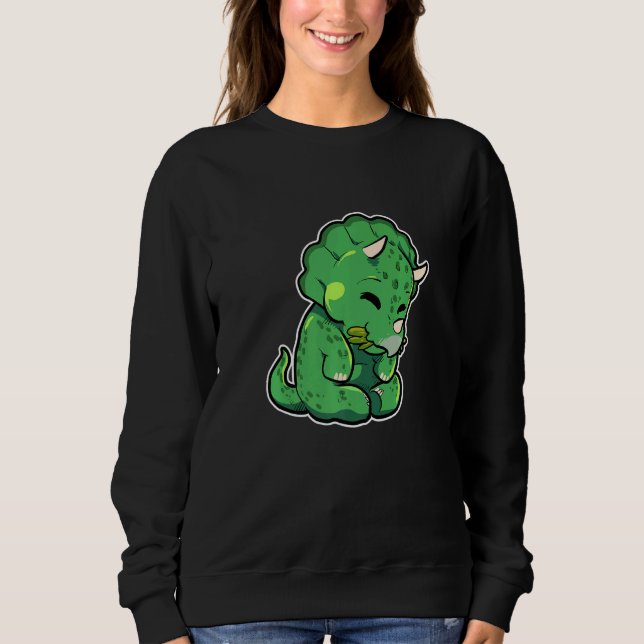 Dinosaur Lover Cute Triceratops Premium Sweatshirt (Front)