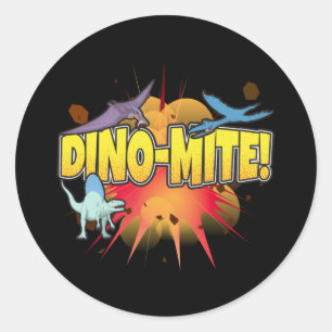 Dinosaur Lover Dynamite Dino-mite Pun Classic Round Sticker