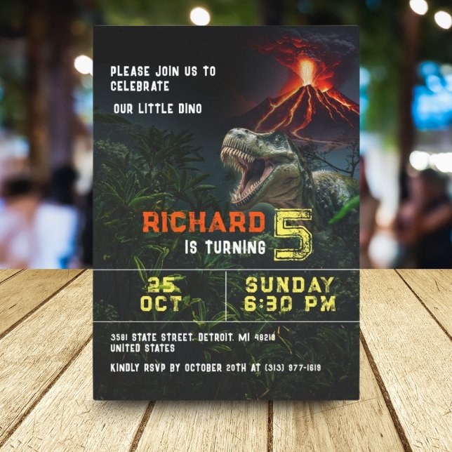 Dinosaur Lover Kids Customisable Birthday Party Invitation (Creator Uploaded)