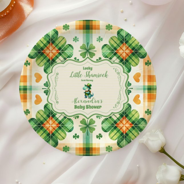 Dinosaur Lucky Little Shamrock Paper Plate (Creator Uploaded)