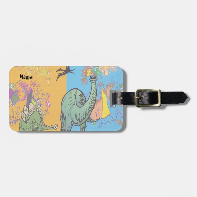 Dinosaur Luggage Tag for Kids (Front Horizontal)