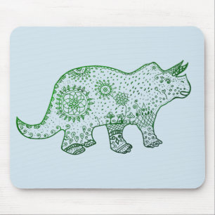 Dinosaur Mandala Triceratops Art Mousepad