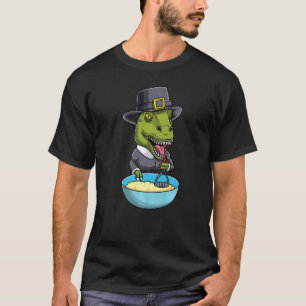 Dinosaur Mashing Potatoes Thanksgiving Day T-Shirt