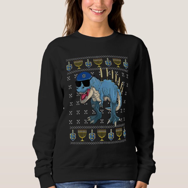 Dinosaur Menorah Hanukkah Chanukah Jewish Boys Kid Sweatshirt (Front)