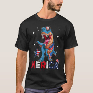 Dinosaur Merica Men Boys American Flag Rex 4th Of T-Shirt