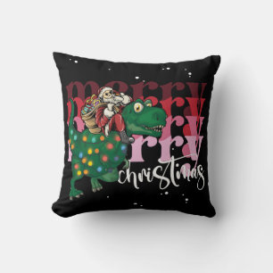 Dinosaur Merry  Christmas Santa Claus  Cushion