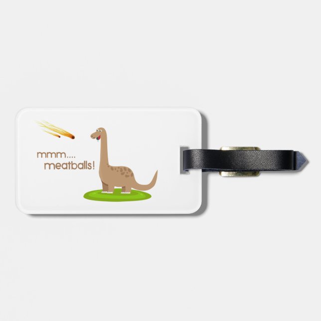 Dinosaur Meteor Meatballs Luggage Tag (Back Horizontal)