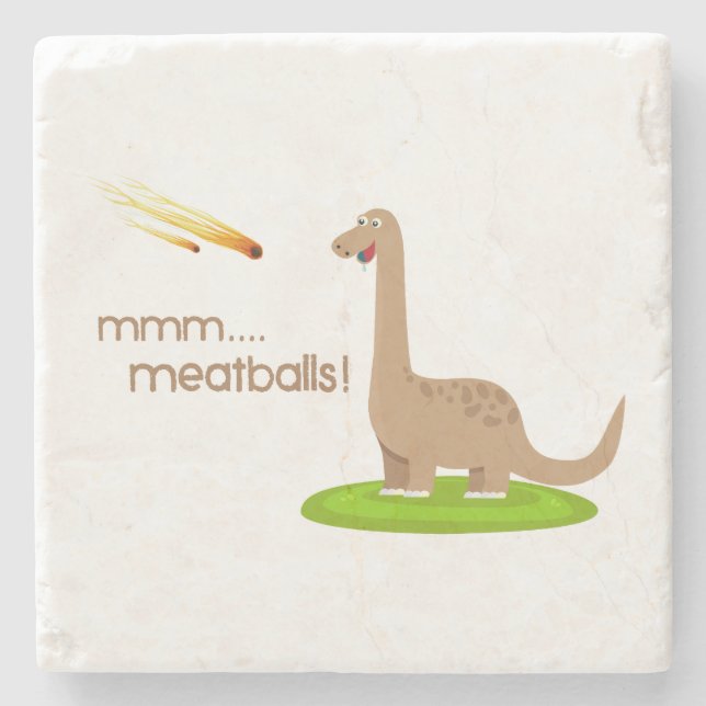 Dinosaur Meteor Meatballs Stone Coaster (Front)