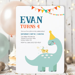 Dinosaur Minimalistic Invite Boys Birthday Dino