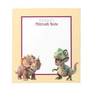 Dinosaur Mitzvah Note Boys Notepad