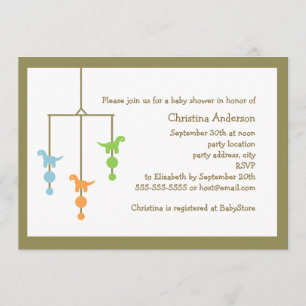 Dinosaur Mobile Baby Shower Invitation