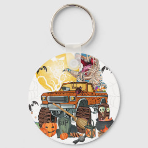 dinosaur monster truck halloween key ring