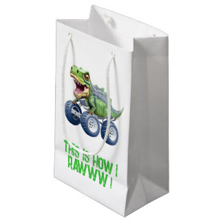 Dinosaur monster truck personalised birthday  small gift bag