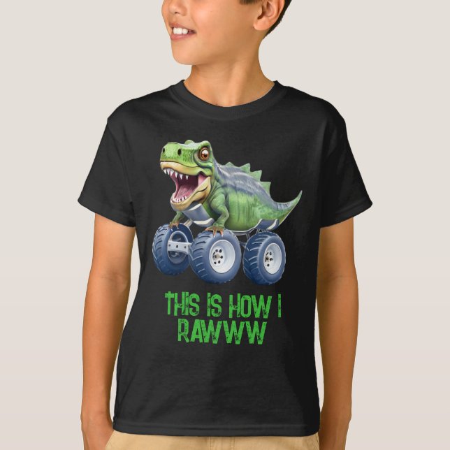 Dinosaur monster truck personalised birthday  T-Shirt (Front)