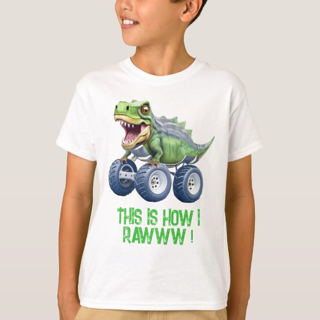 Dinosaur monster truck personalised birthday  T-Shirt (Front)