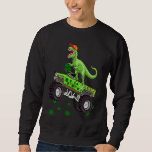 Dinosaur Monster Truck Trex St Patricks Day Boys K Sweatshirt