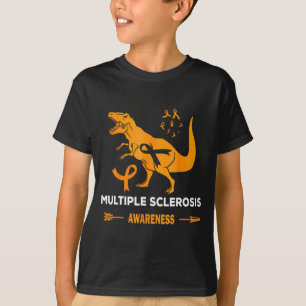 Dinosaur Multiple Sclerosis Awareness Orange Ribbo T-Shirt