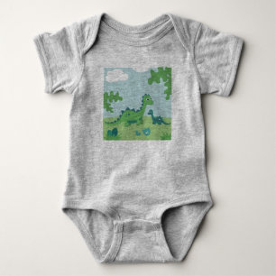 Dinosaur mummy and baby boy kid in nature bodysuit