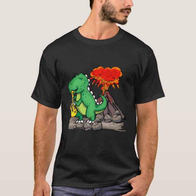 Dinosaur Music Gift Jazz Music Band Saophone retro T-Shirt (Front)