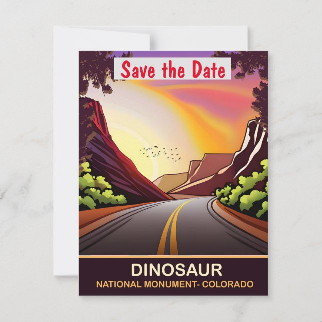 Dinosaur National Monument Road Wedding Invite (Front)
