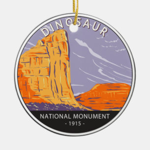 Dinosaur National Monument Vintage Circle  Ceramic Tree Decoration