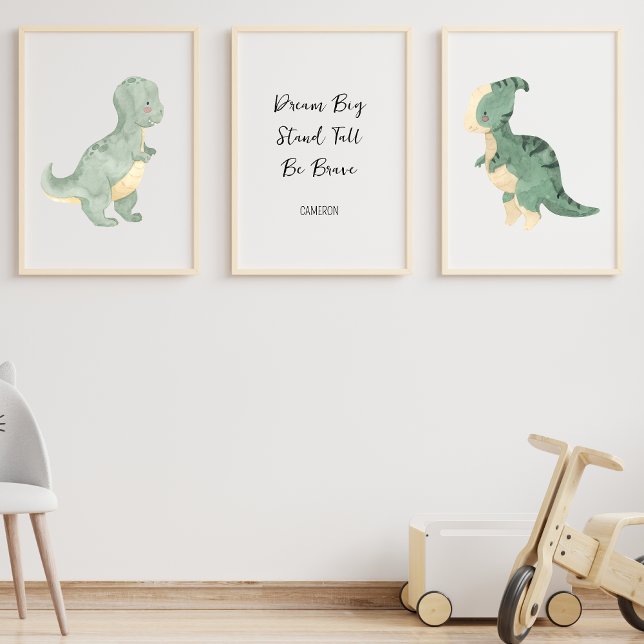 Dinosaur Nursery Art, Personalised Text Kids Name (Creator Uploaded)
